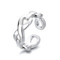 wholesale S925 Sterling Silver Irregular Twisted Figure 8 Open Ring, Personalized Ins Niche Design Ring for Women-0-4