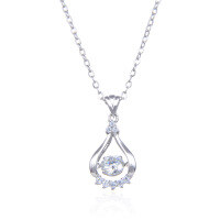 wholesale S925 Silver Inlaid Moissanite Pendant with GRA Certificate, Fashionable and Elegant Pendant Necklace-Moissanite pendant (with silver chain)  925 silver