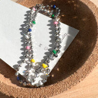 wholesale 925 Sterling Silver Resin Italian Square Bead Necklace Women's Korean Stall New Arrival High-End Minimalist Collarbone Chain-Pure silver (40+5CM)