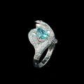wholesale 925 Silver Gold-Plated Ring with High-Carbon Diamond, Paraiba, and Aquamarine Cut Waterdrop Cala Lily Design, Versatile Women's Ring-0-3