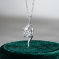 Sterling Silver Pendant with 1-Carat Moissanite Necklace, Women's Fashion Classic-0-4