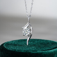 Sterling Silver Pendant with 1-Carat Moissanite Necklace, Women's Fashion Classic-1-carat necklace (empty setting)  925 silver
