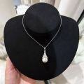wholesale S925 Sterling Silver Sweet Full Diamond Snowman Hat Australian White Pearl Pendant Large Piece Mother-of-Pearl Collarbone Necklace-0-1