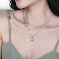 wholesale S925 sterling silver new European and American snowflake necklace for women, double-layer stackable necklace, ins-style Christmas gift, wholesale from manufacturer-0-0