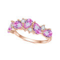 wholesale Rose gold plated S925 sterling silver set with pink sapphire ring, high-end luxurious colored gemstone ring-0-0