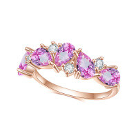 wholesale Rose gold plated S925 sterling silver set with pink sapphire ring, high-end luxurious colored gemstone ring-S925 silver + pink corundum  US size 9