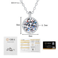 S925 Sterling Silver Cross-Border Moissanite Necklace, Four-Prong Bead Setting-1 carat moissanite  925 silver