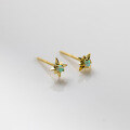 wholesale S925 Sterling Silver Japanese Korean Style Minimalist Luxury Green Opal Eight-Pointed Star Stud Earrings M06055-0-3
