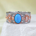 wholesale Rose Gold Plated 925 Silver Inlaid 5*7 Opal Blue Purple Ring for Women Live Stream Xiaohongshu-0-0