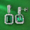 wholesale S925 Sterling Silver New European and American Luxury Set 8*10mm Nano Green Earrings Cross-Border AliExpress Style-0-3