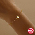 wholesale S925 Sterling Silver Zircon-Studded Heart Layering Bracelet for Women, Minimalist Korean Style-0-1