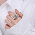 wholesale S925 Sterling Silver Ice Blue Lava Textured Ethereal Minimalist Luxury Adjustable Ring for Women-0-2