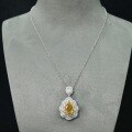 wholesale 925 Silver Gold-Plated Pendant with High-Carbon Diamond, Vivid Yellow Ice Flower Teardrop Shape, Niche Fashion Versatile Jewelry for Women-0-3