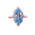 wholesale S925 Sterling Silver Red Elk Ring for Women, Ethereal and Sweet Vintage High-End Blue Zircon Ring, Light Luxury-0-4
