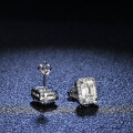 S925 Silver Moissanite Rectangular Emerald Earrings, Fine Jewelry Quality-0-0