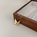 wholesale S925 Sterling Silver French Retro Butterfly Necklace With Zircon For Women, Elegant And Stackable-0-4