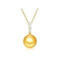 wholesale 18K Gold & 14K White Gold Princess Three-Diamond Pearl Pendant Empty Setting Women's Fashion DIY Pearl Accessories-0-0