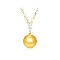 wholesale 18K Gold & 14K White Gold Princess Three-Diamond Pearl Pendant Empty Setting Women's Fashion DIY Pearl Accessories-Rose Gold 9K-Moissanite (without chain, without pearls)