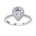 wholesale S925 Sterling Silver 2ct Pear-Shaped Moissanite Ring Fashion Queen Teardrop Wedding Band Cross-Border Wholesale-0-4