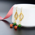 wholesale S925 Sterling Silver New Chinese Style National Trend Colored Gemstone Ear Threads Long Tassel Earrings Retro Fashion Earrings-0-3