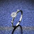 Silver Moissanite Ring Six Prong Sparkling Ins Style Pinky Tail Wholesale Live Stream Supply-0-1