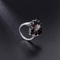 wholesale S925 Sterling Silver Small Niche Design Horse Eye Natural Garnet Ring, Irregular Setting Exaggerated Gemstone Ring-0-3