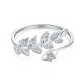 wholesale S925 Sterling Silver INS Style Viral Ring for Women, High-End Leaf Twisting Design, Niche Luxury Flower Ring-0-12