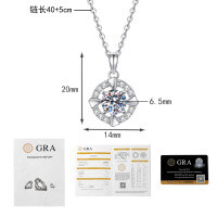 S925 Sterling Silver Moissanite Necklace with Rotating Heart Pendant-1 carat moissanite  925 silver