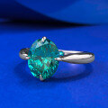 wholesale S925 Silver New Simulated Emerald 8*10 Oval Ring for Women, Simple Engagement Ring by Mujing Jewelry-0-1