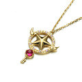 wholesale 925 Silver Wholesale Light Jewelry: Pretty Guardian Sailor Moon & Cardcaptor Sakura Magic Five-Pointed Star Wing Scepter Necklace-0-4