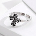 wholesale 925 Silver Korean Dongdaemun Fashion Open Ring Cross Design Thai Silver Vintage Antique Jewelry-0-1