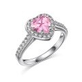 wholesale S925 Sterling Silver Exquisite and High-End Pink Heart Zirconia Design Women's Ring, Versatile and Stylish European Style Band-0-6