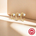 wholesale S925 Sterling Silver C-shaped Four-Prong Diamond Piercing Clip-On Earring Set, a Creative European and American Best-Seller-0-3