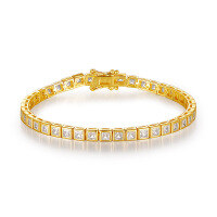 wholesale S925 Silver Cross-border Hip Hop Jewelry 3MM Single Row Square Tennis Chain Necklace Diamond Inlaid Bracelet Accessories Wholesale Supplier-3mm silver with zircon gold 6.5inch