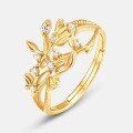 wholesale S925 silver gold-plated fashion trendy hollow leaf vine ring, Japanese-style light luxury niche jewelry wholesale-0-2