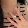 wholesale S925 Sterling Silver Oval Pendant Necklace for Women, Minimalist Collarbone Chain, Small Ins Style with a Premium Feel-0-3