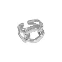 wholesale S925 Sterling Silver 450 Korean Version Wide Band Chain Hollow Out Minimalist Design Ins Niche Style Ring for Women-Platinum [No. 14/Adjustable]>Opening adjustable