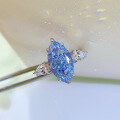 wholesale S925 silver new jewelry style, luxury set with 8*16 aquamarine ring, high-carbon diamond marquise-shaped band-0-2