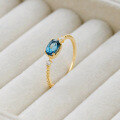 wholesale S925 silver plated with 14k gold Japanese retro-style London blue topaz ring-0-1
