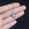 S925 Sterling Silver Moissanite 1 Carat Heart Pendant Necklace-0-1
