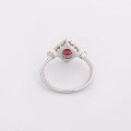 wholesale S925 Silver Japanese-style New Collection Winter Camellia Flower Rose Red Garnet Ring by Dunli Jewelry-0-3