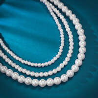 wholesale S925 Silver Large 8mm Strongly Lustrous Round Pearl Vintage French-style Collarbone Necklace Fashion Wholesale-N317 White Pearl [4mm] 925 Silver