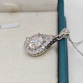 925 Silver Moissanite 3ct Pear Pendant Necklace-0-1
