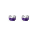 wholesale S925 silver summer Korean-style purple drip glue no-piercing ear clips minimalist elegant earrings for women M02636-0-4