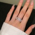 wholesale S925 Sterling Silver High-End Square Ice-Cut Zirconia Row Diamond Elegant Fashion Thick Ring for Women-0-3