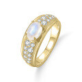 wholesale S925 Sterling Silver Natural Cream Blue Moonstone Ring Women's Cross-Border Luxury Gold Gemstone Jewelry Wholesale-0-0