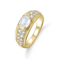 wholesale S925 Sterling Silver Natural Cream Blue Moonstone Ring Women's Cross-Border Luxury Gold Gemstone Jewelry Wholesale-Natural Moonstone Ring  US Size 7 (Domestic Size 15)