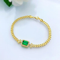 wholesale Metal Material, Zhuozhifan Jewelry New Simulated Emerald 6*8 Bracelet Simple Fashion Sense High-End Sense 1 Carat Bracelet-Bracelet 17cm 925 silver