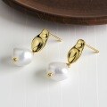 wholesale S925 Sterling Silver Geometric Irregular Pearl Earrings, Fashionable, Gentle, Elegant, Ethereal, Banquet Jewelry Accessories-0-1