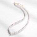 wholesale 925 Silver Natural Pearl Rice Bead Necklace Fashion Elegant Round Bead Chain Clothing Accessory Internet-famous Collarbone Chain Personality-0-1